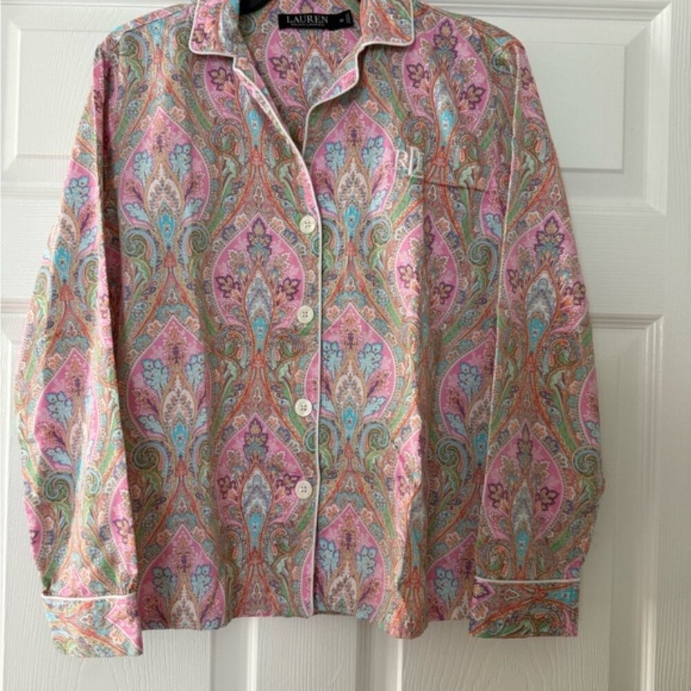 Ralph Lauren Paisley Button-Up pajama top size xs